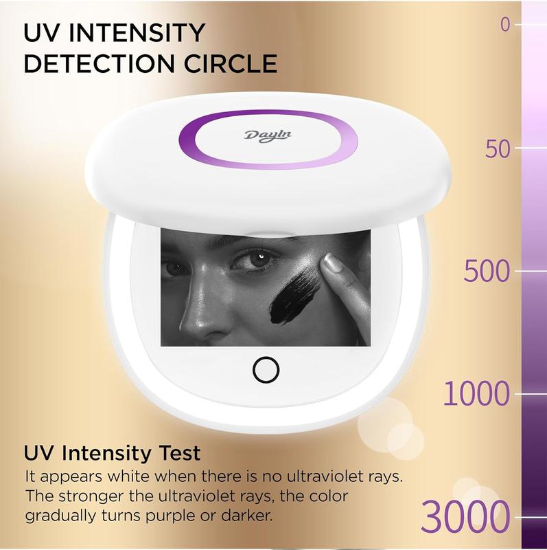 UV Camera Mirror for Sunscreen Test with Dimmable LED Lights