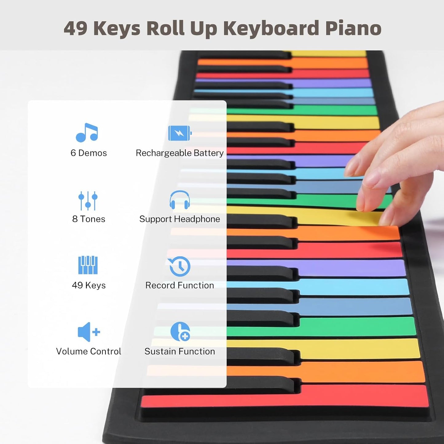 Portable Electric 49 Key Roll Up Keyboard Piano
