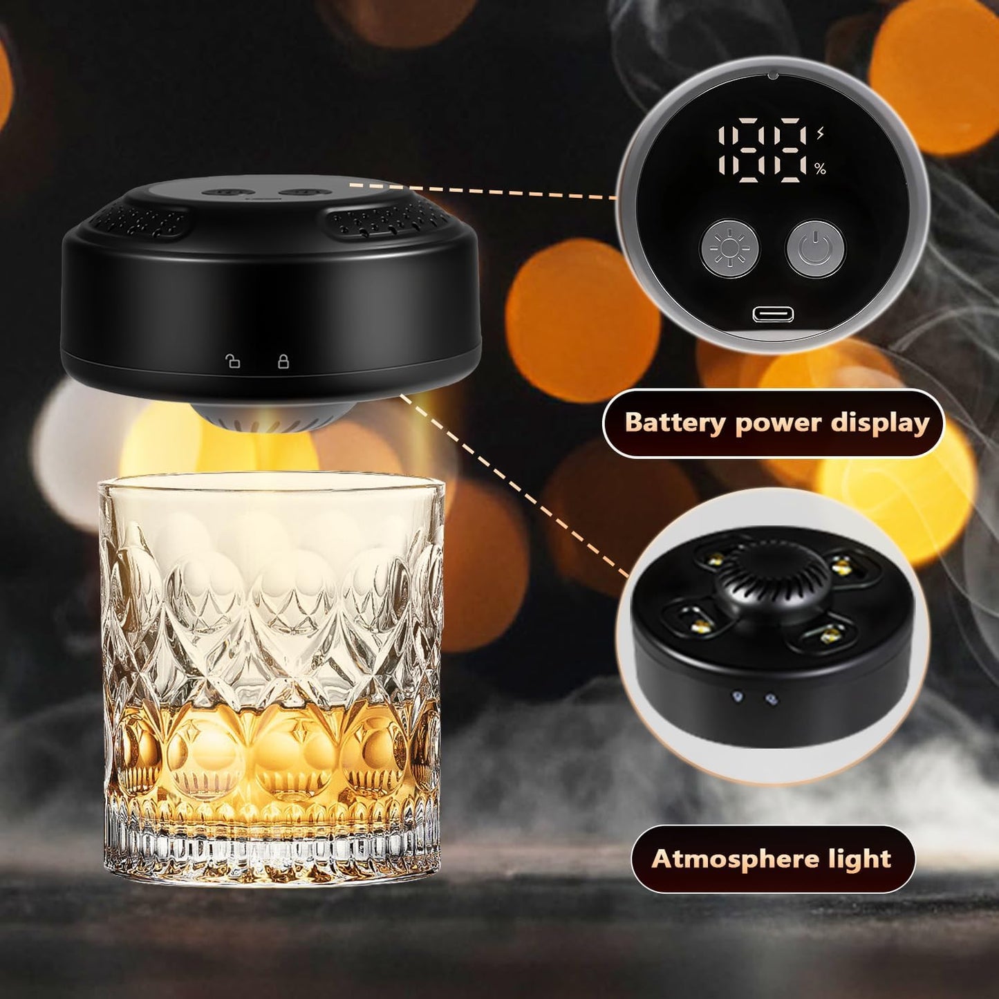 2025 New Electric Whiskey Smoker Kit with 6 Wood Chips