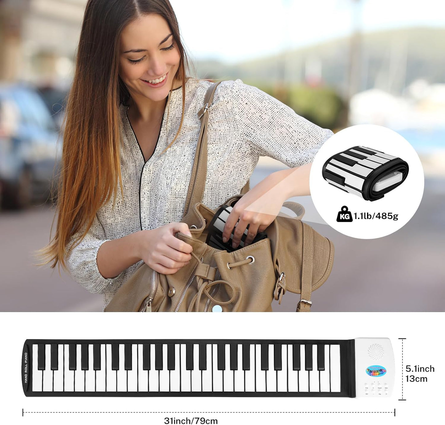 Portable Electric 49 Key Roll Up Keyboard Piano