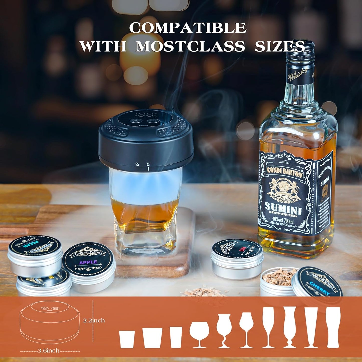 2025 New Electric Whiskey Smoker Kit with 6 Wood Chips