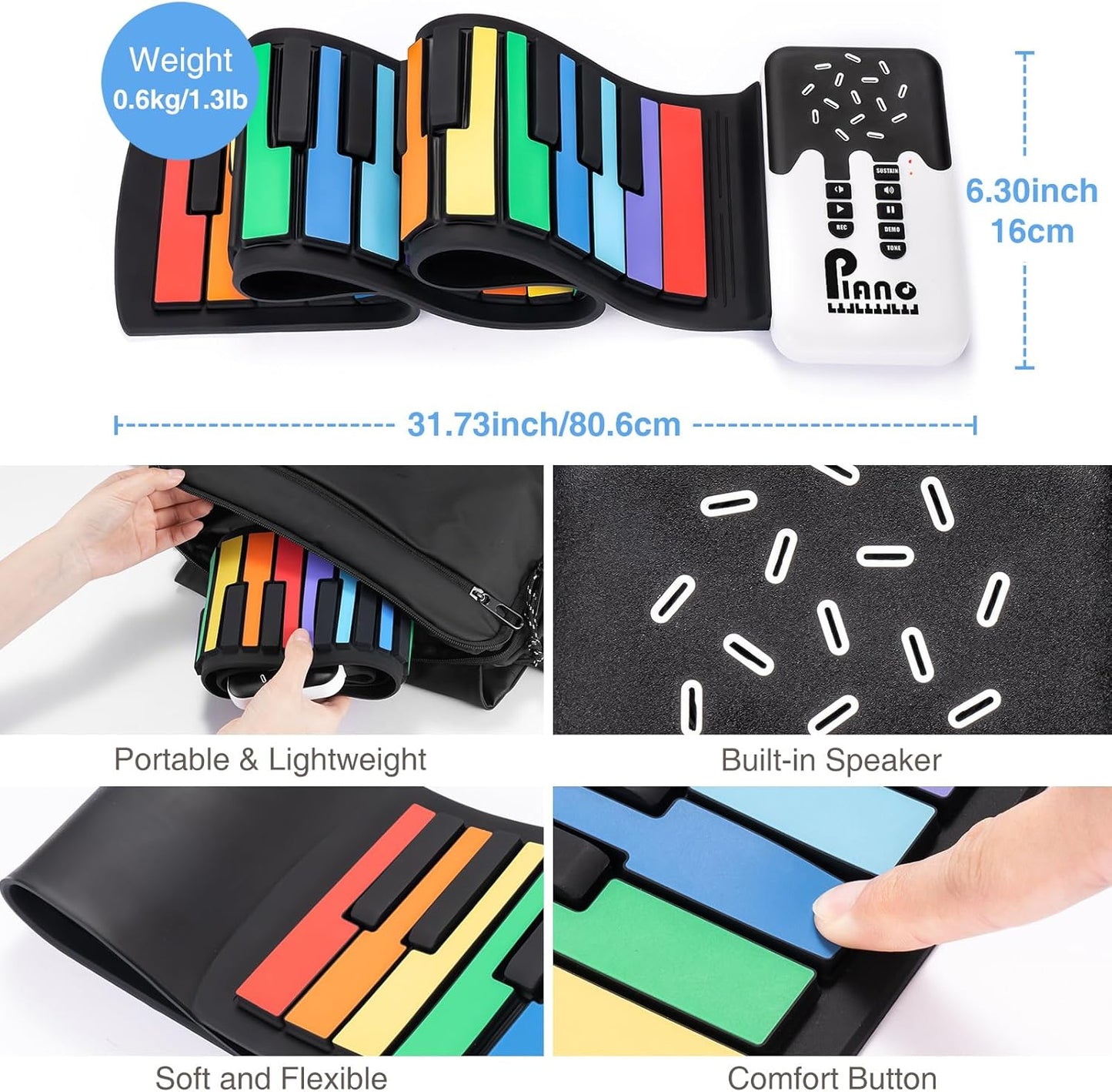 Portable Electric 49 Key Roll Up Keyboard Piano