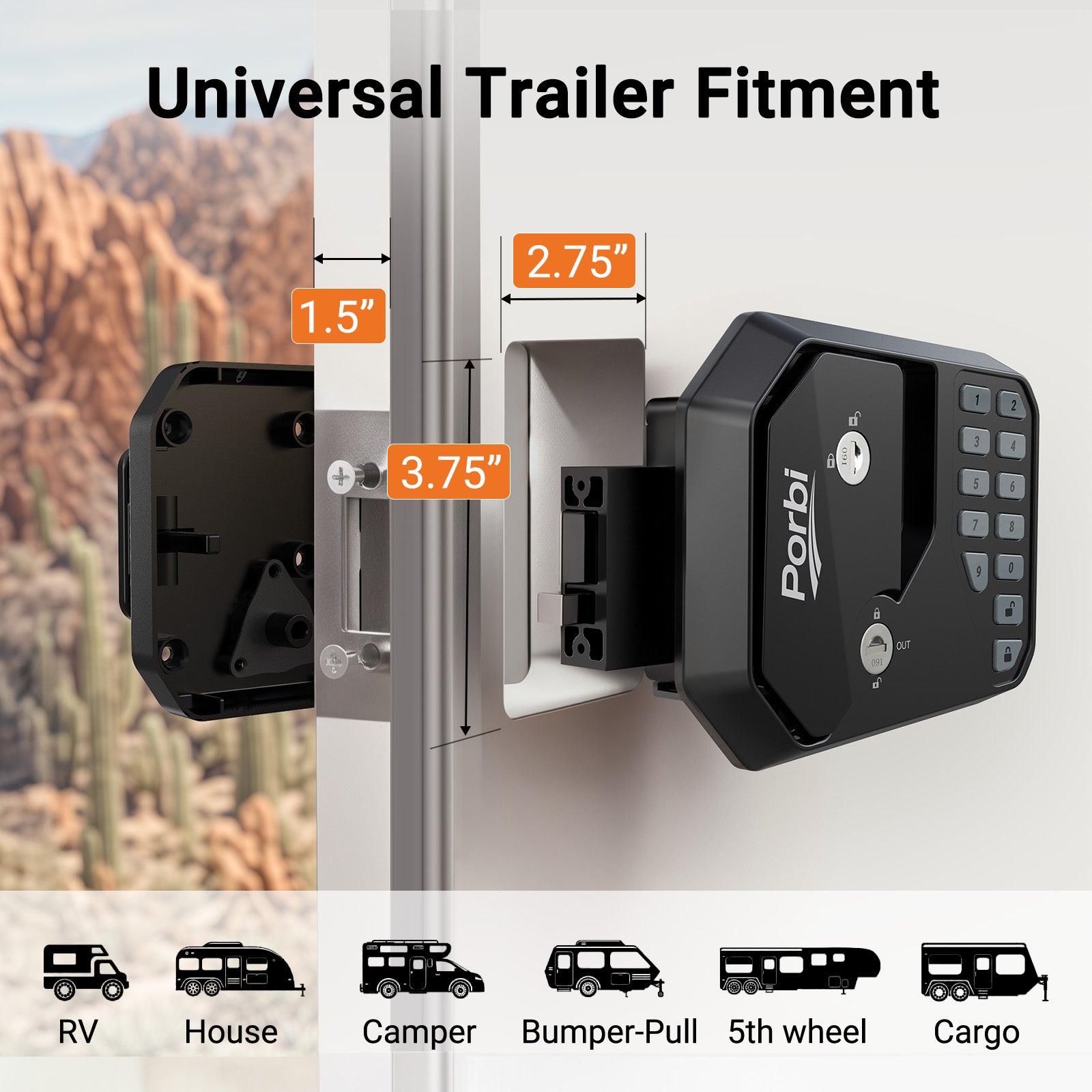 Full Metal RV Keyless Entry Door Lock with Password & Remote