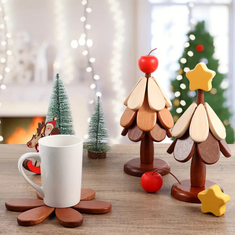 Unique Christmas Tree Coaster Set