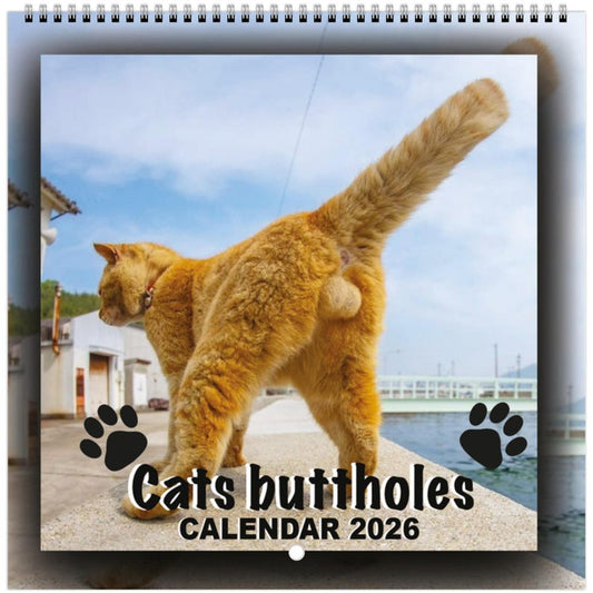 Funny Cats’ Buttholes 2026 Calendar